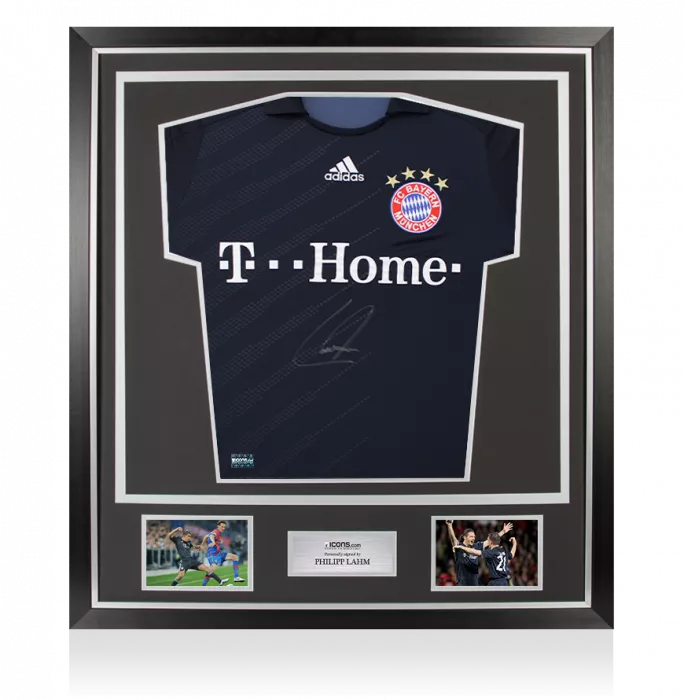 icons Philipp Lahm Front Signed FC Bayern Munich 2008-09 Away Shirt In Classic Frame