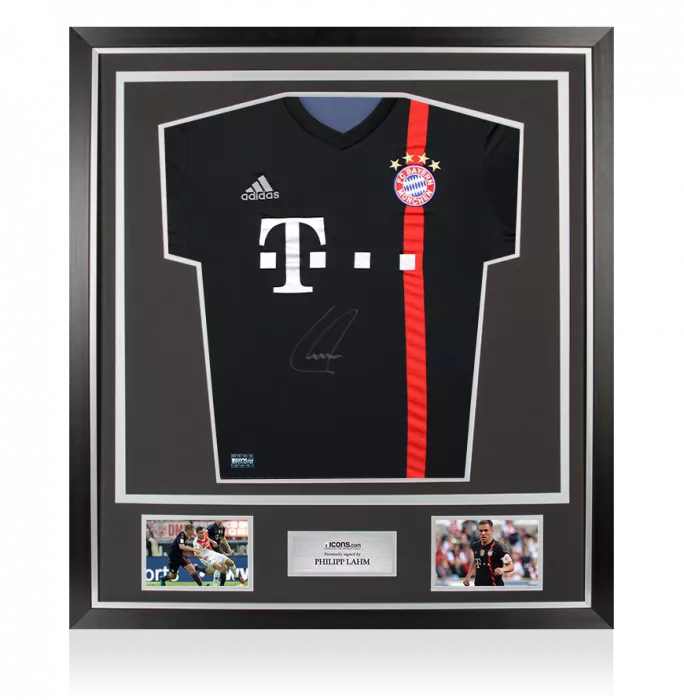 icons Philipp Lahm Front Signed FC Bayern Munich 2014-15 Third Shirt In Classic Frame