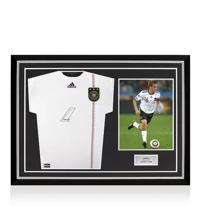 icons Philipp Lahm Front Signed Germany 2010-11 Home Shirt In Hero Frame: Option 1