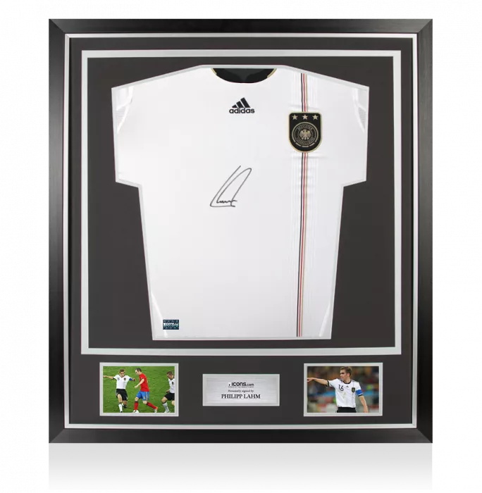 icons Philipp Lahm Front Signed Germany 2010-11 Home Shirt In Classic Frame