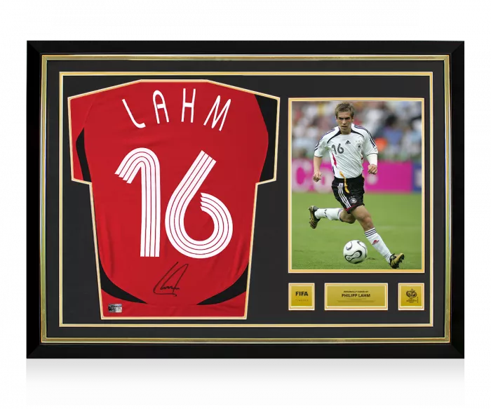 icons Philipp Lahm Official 2006 FIFA World Cup™ Back Signed and Hero Framed Germany 2005-07 Away Shirt