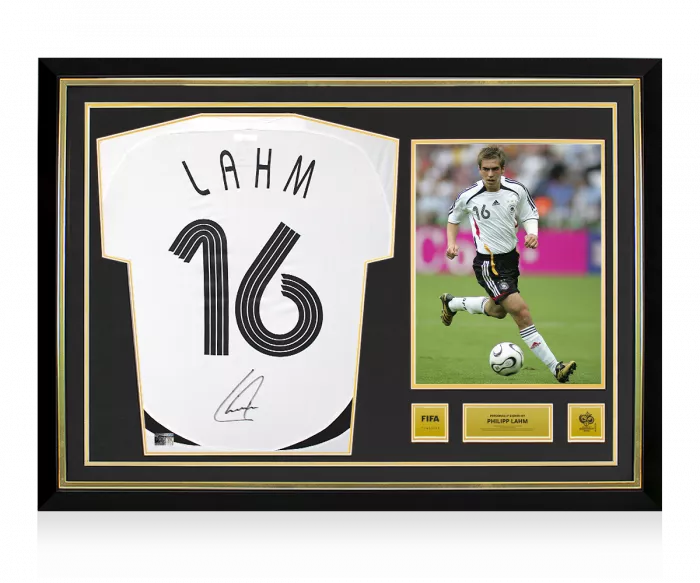 icons Philipp Lahm Official 2006 FIFA World Cup™ Back Signed and Hero Framed Germany 2005-07 Home Shirt