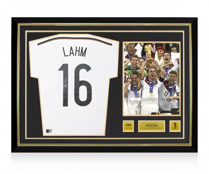 icons Philipp Lahm Official 2014 FIFA World Cup™ Back Signed and Hero Framed Germany 2014 Home Shirt