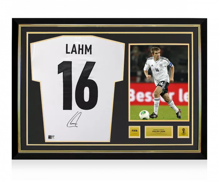 icons Philipp Lahm Official 2014 FIFA World Cup™ Back Signed and Hero Framed Germany 2012-13 Home Shirt