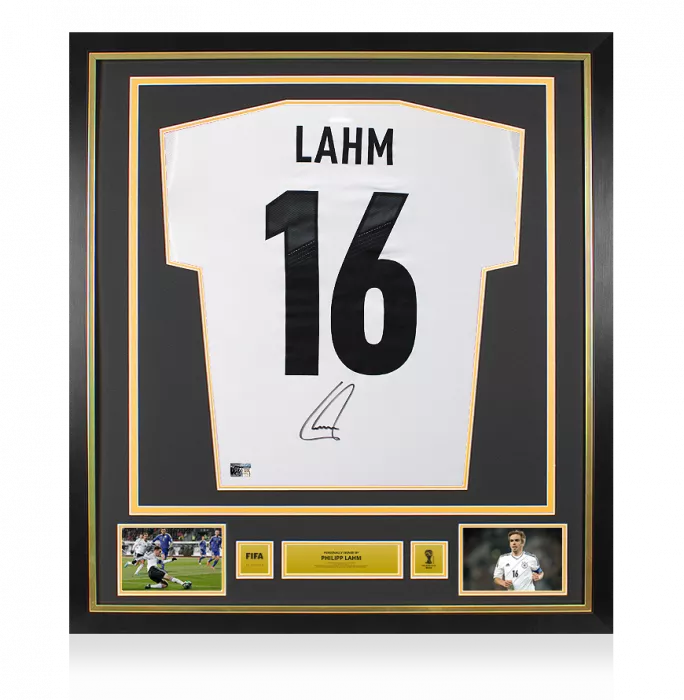icons Philipp Lahm Official 2014 FIFA World Cup™ Back Signed and Framed Germany 2012-13 Home Shirt