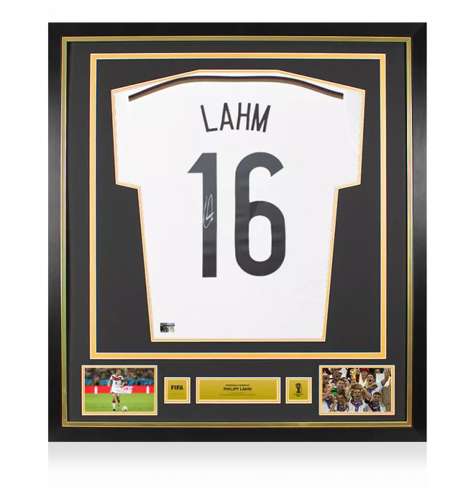 icons Philipp Lahm Official 2014 FIFA World Cup™ Back Signed and Framed Germany 2014 Home Shirt