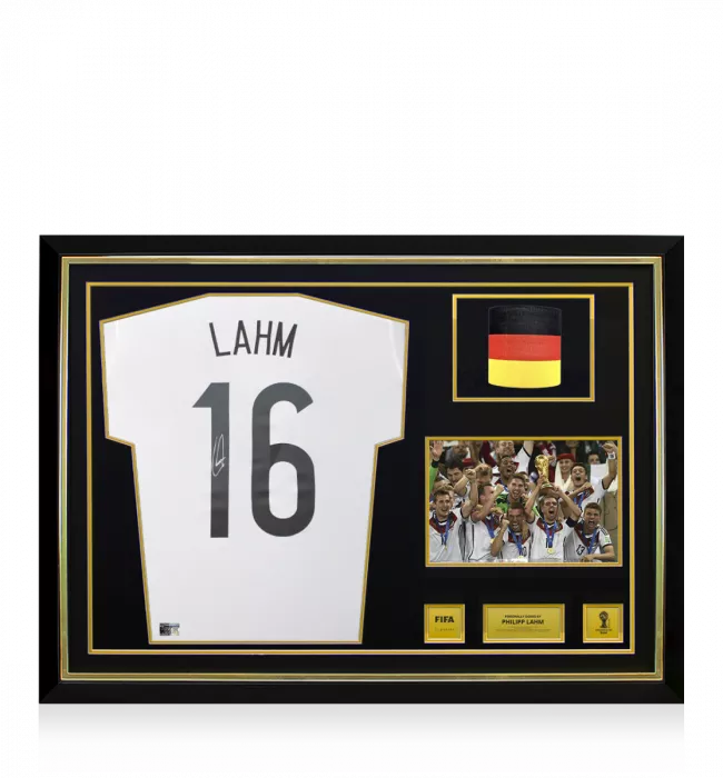 icons Philipp Lahm Official 2014 FIFA World Cup™ Back Signed and Hero Framed Germany 2014 Home Shirt: 2014 FIFA World Cup Winning Captain Edition