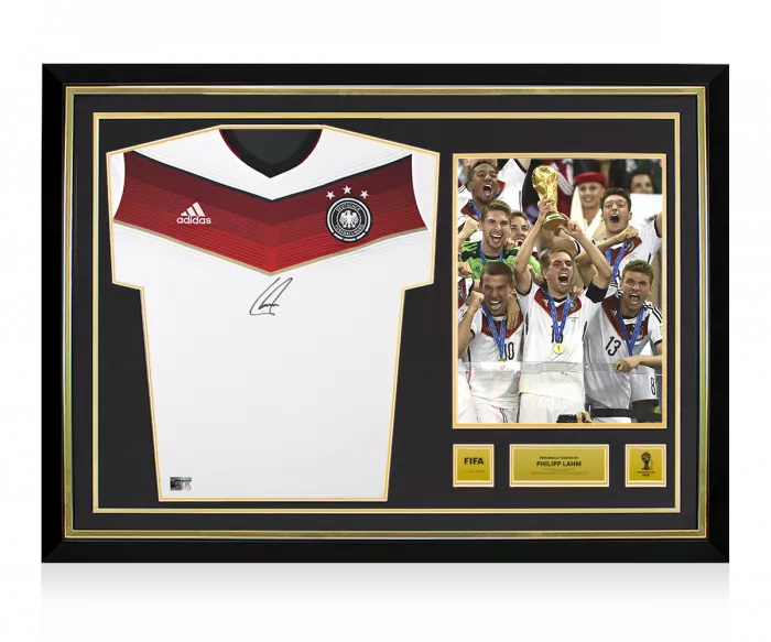 icons Philipp Lahm Official 2014 FIFA World Cup™ Front Signed and Hero Framed Germany 2014 Home Shirt