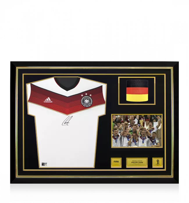 icons Philipp Lahm Official 2014 FIFA World Cup™ Front Signed and Hero Framed Germany 2014 Home Shirt: 2014 FIFA World Cup Winning Captain Edition