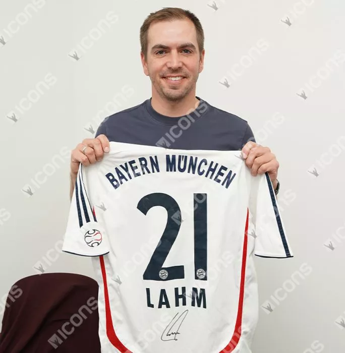 Icons Philipp Lahm Official UEFA Champions League Back Signed And Framed FC Bayern Munich 2006-07 Away Shirt