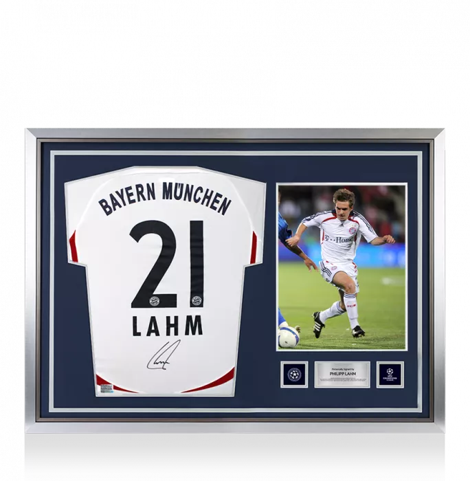 icons Philipp Lahm Official UEFA Champions League Back Signed and Hero Framed FC Bayern Munich 2006-07 Away Shirt