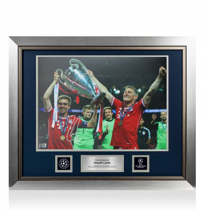 icons Philipp Lahm Official UEFA Champions League Signed and Framed FC Bayern Munich Photo: UEFA Champions League Winner