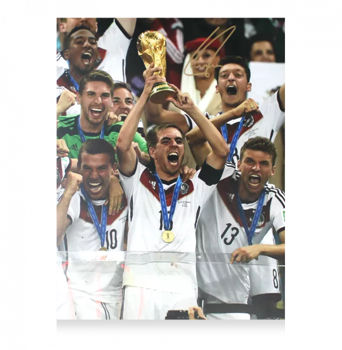 Icons Philipp Lahm Signed Germany Photo In Black Wooden Frame: FIFA World Cup Winner