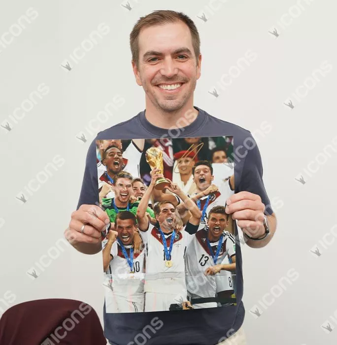 Icons Philipp Lahm Signed Germany Photo In Black Wooden Frame: FIFA World Cup Winner