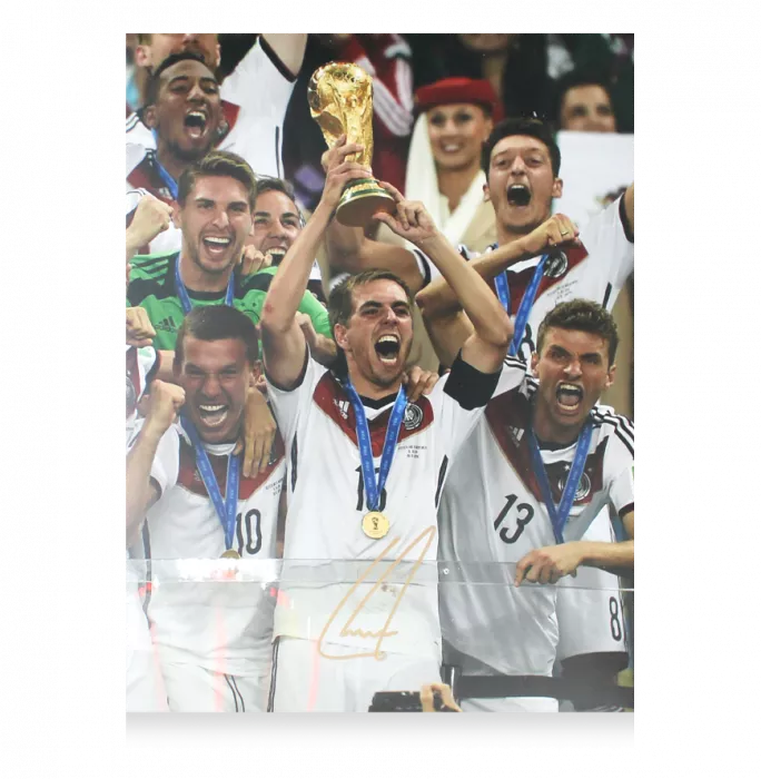 Icons Philipp Lahm Signed Germany Photo In Black Wooden Frame: FIFA World Cup Winner