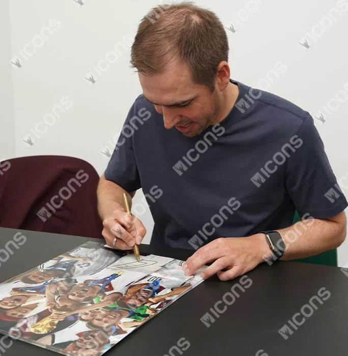 Icons Philipp Lahm Signed Germany Photo In Black Wooden Frame: FIFA World Cup Winner