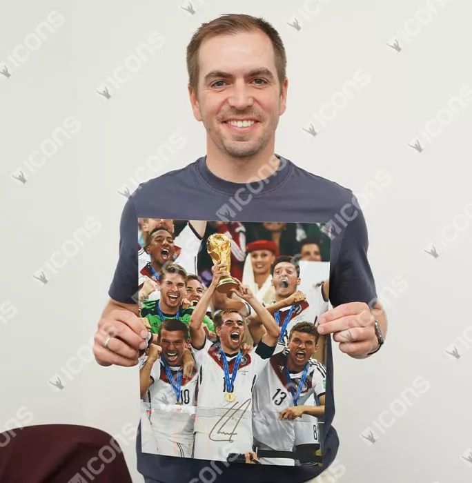 Icons Philipp Lahm Signed Germany Photo In Black Wooden Frame: FIFA World Cup Winner