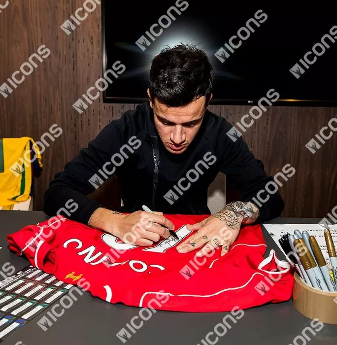Icons Philippe Coutinho Back Signed Liverpool 2014-15 Home Shirt In Classic Frame