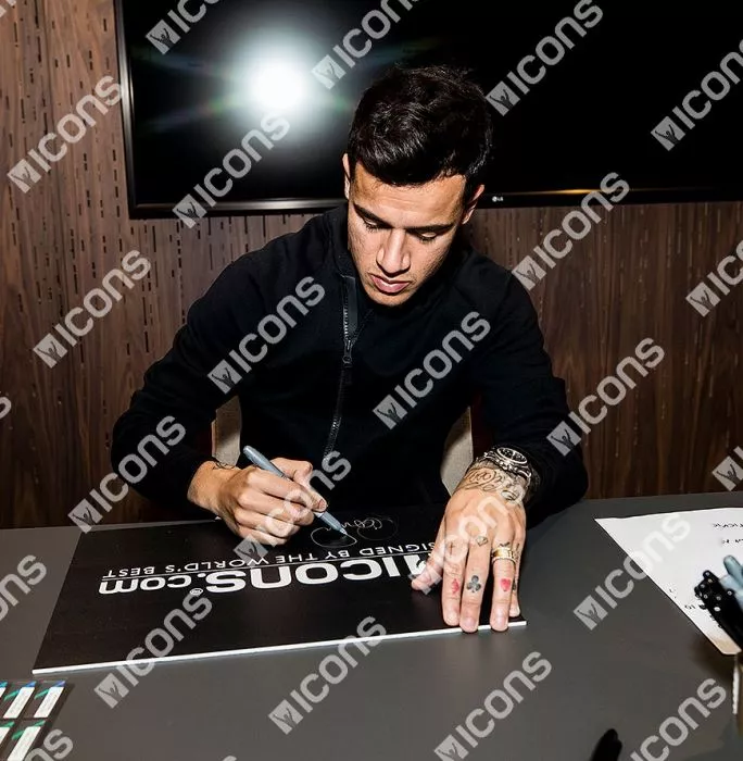 Icons Philippe Coutinho Back Signed Liverpool 2014-15 Home Shirt