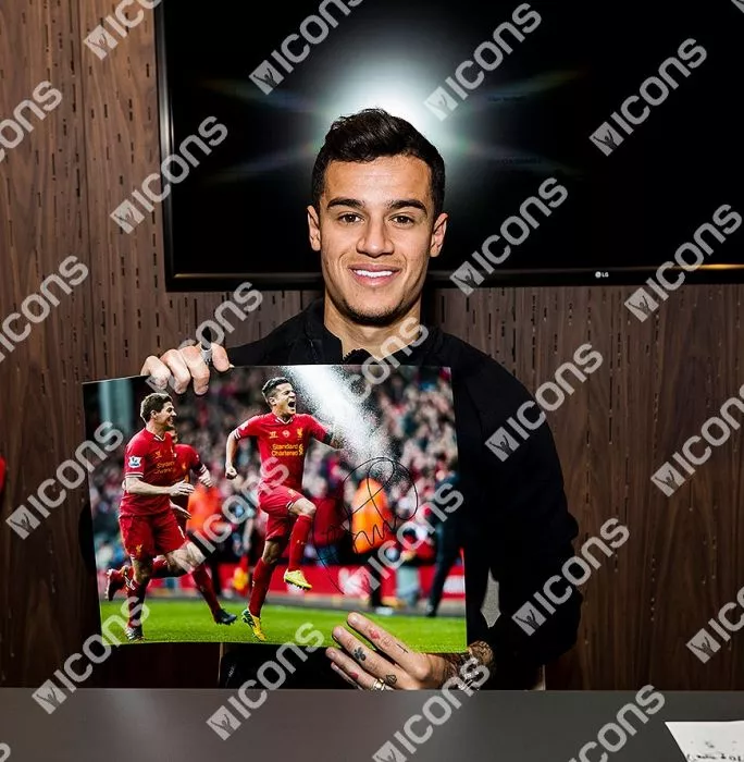 Icons Philippe Coutinho Signed Liverpool Photo: Goal Vs Manchester City