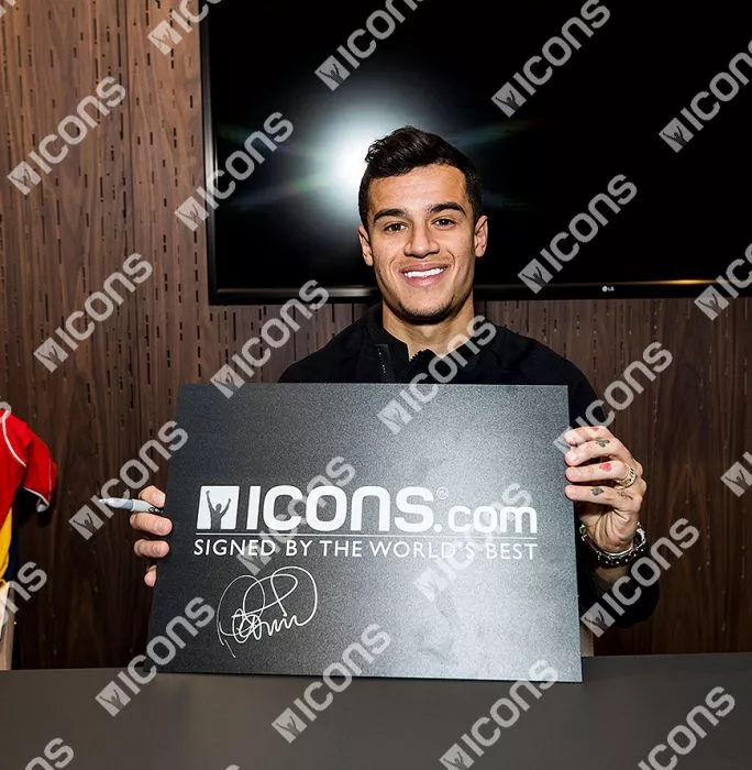 Icons Philippe Coutinho Signed Yellow And Black Nike Mercurial Boot