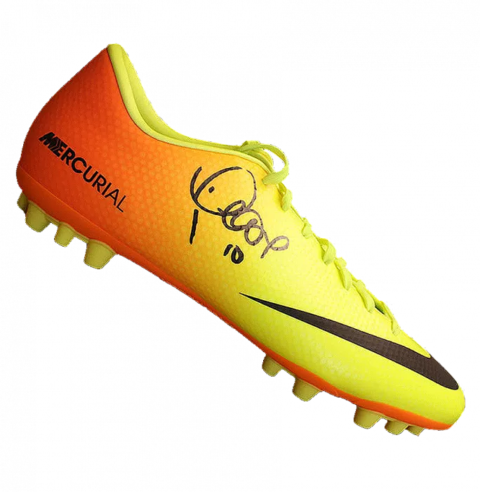 Icons Philippe Coutinho Signed Yellow And Orange Nike Mercurial Vapor IX Boot