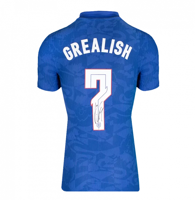 Icons PLAYER ISSUE Jack Grealish Back Signed England 2020-21 Away Shirt In Hero Frame: Option 1