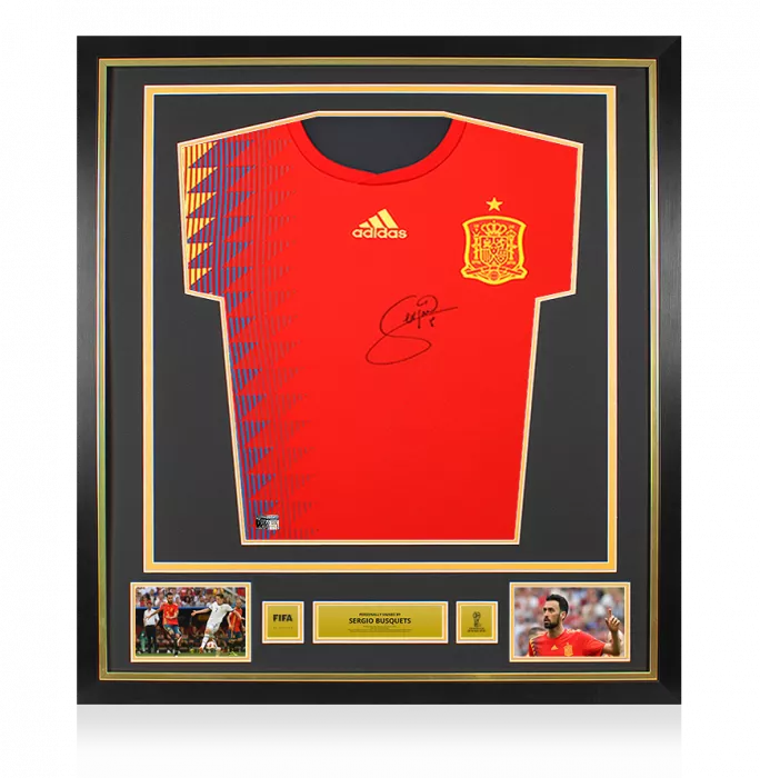 icons PLAYER ISSUE Sergio Busquets Official 2018 FIFA World Cup™ Front Signed and Framed Spain 2018 Home Shirt