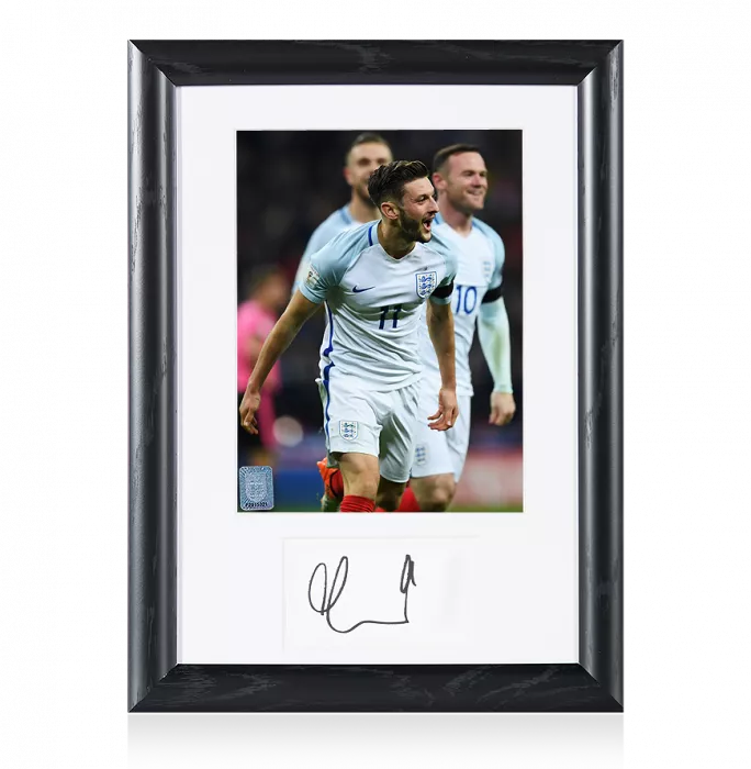 icons PRE-FRAMED Adam Lallana Official England Signed Card and Photo Frame: Goal vs Scotland