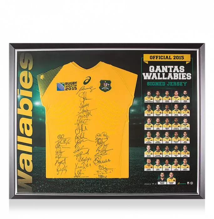 icons PRE-FRAMED Australia Squad Signed 2015 Rugby World Cup Shirt
