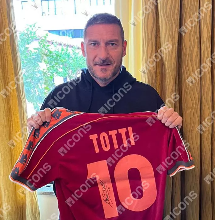 Icons PRE-FRAMED Francesco Totti Back Signed AS Roma 1998-99 Home Shirt In Hero Frame: Option 1