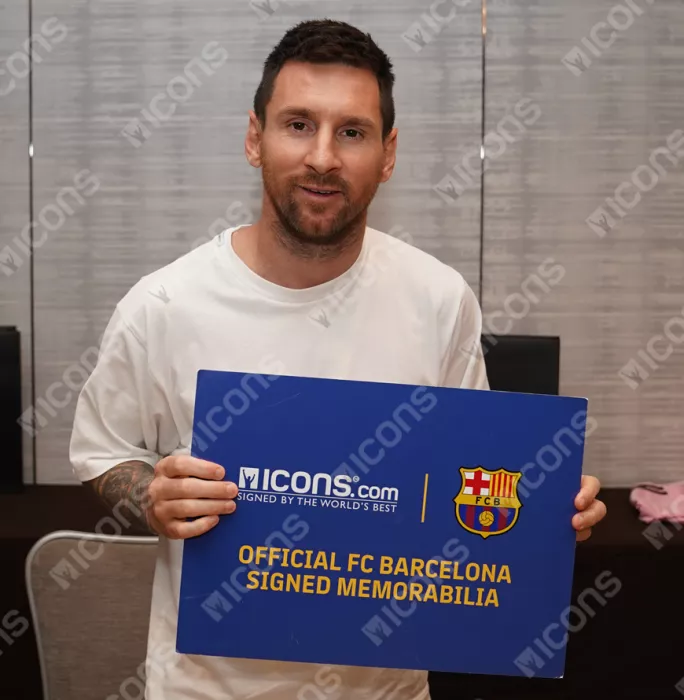 Icons PRE-FRAMED Lionel Messi Official FC Barcelona Signed And Framed Photo: Iconic Clasico Celebration