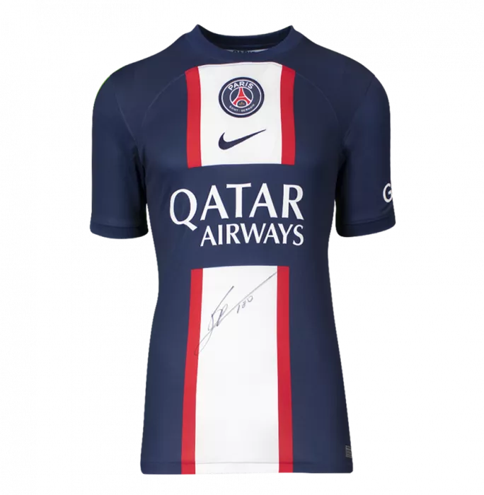 Icons PRE-FRAMED Lionel Messi Official Paris Saint-Germain Front Signed And Framed 2022-23 Home Shirt
