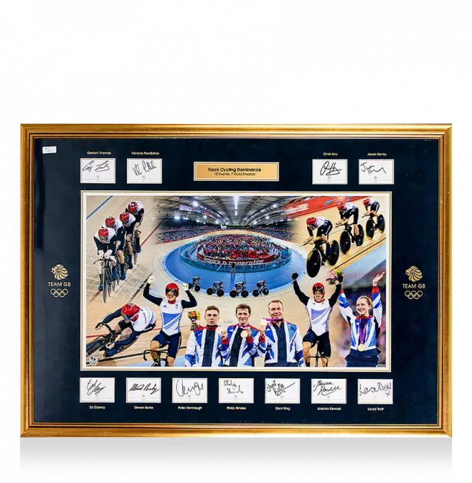 icons PRE-FRAMED London 2012 Olympics British Track Cycling Team Signed Cards