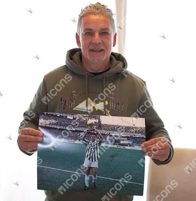 Icons Pre-Framed Roberto Baggio Signed Juventus Photo In Black Wooden Frame: 1993 Ballon D'Or Winner