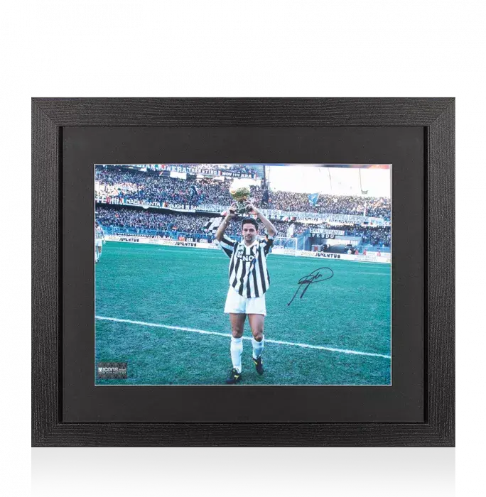 icons Pre-Framed Roberto Baggio Signed Juventus Photo In Black Wooden Frame: 1993 Ballon d'Or Winner