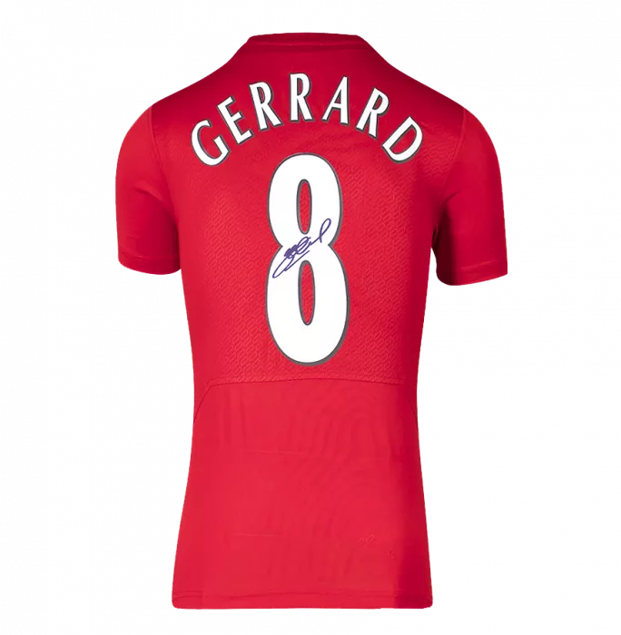 Icons PRE-FRAMED Steven Gerrard Official UEFA Champions League Back Signed And Framed Liverpool 2005 Home Shirt: UEFA Champions League Final Edition