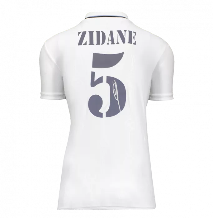 Icons PRE-FRAMED Zinedine Zidane Official UEFA Champions League Back Signed And Framed Real Madrid 2022-23 Home Shirt With Fan Style Numbers