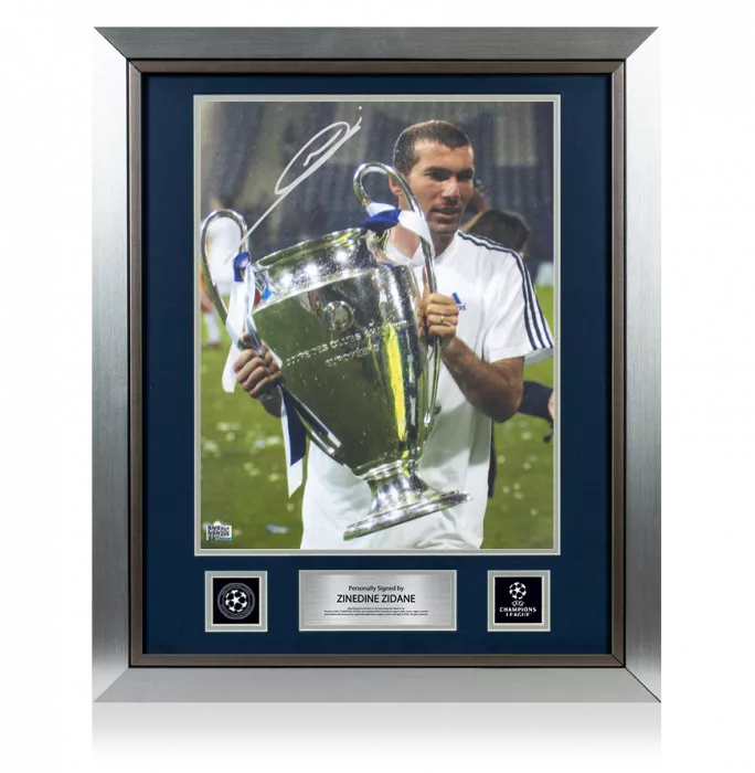 icons PRE-FRAMED Zinedine Zidane Official UEFA Champions League Signed and Framed Real Madrid Photo: 2002 UEFA Champions League Winner