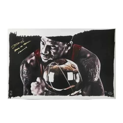 icons PRE-ORDER LeBron James Signed & Inscribed Illustration: "Back to Back Champs"
