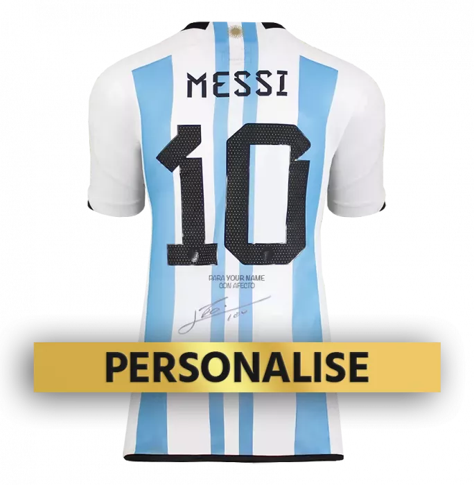 icons PRE-ORDER Lionel Messi Signed and Personally Dedicated Argentina Home Shirt