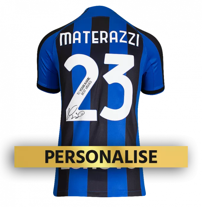 Icons PRE-ORDER Marco Materazzi Signed And Personally Dedicated Internazionale Home Shirt