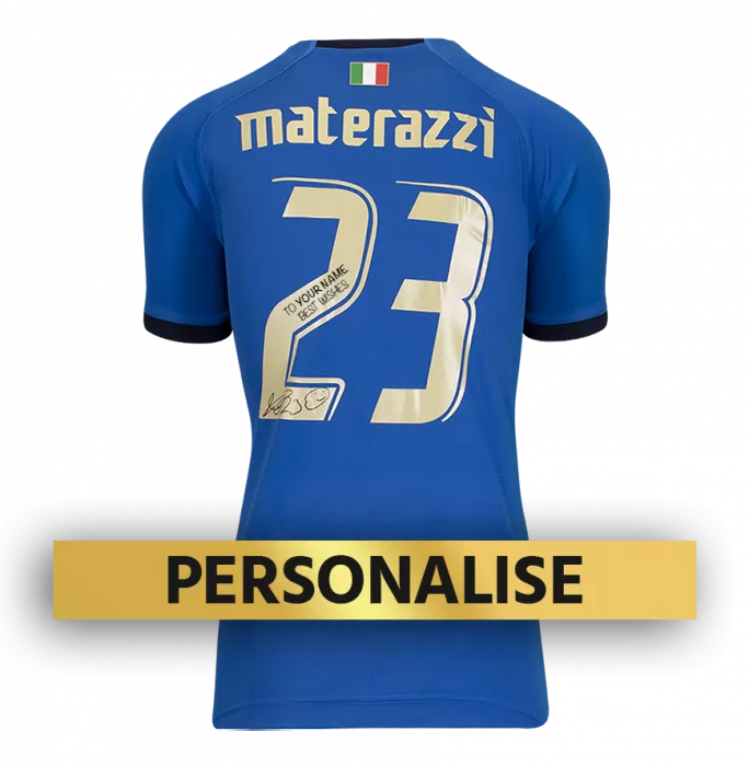 Icons PRE-ORDER Marco Materazzi Signed And Personally Dedicated Italy Home Shirt