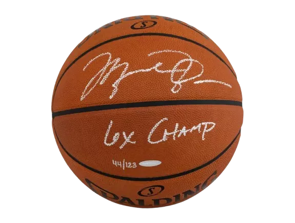 Icons PRE-ORDER Michael Jordan Signed Spalding Basketball: “6x Champ” Inscription