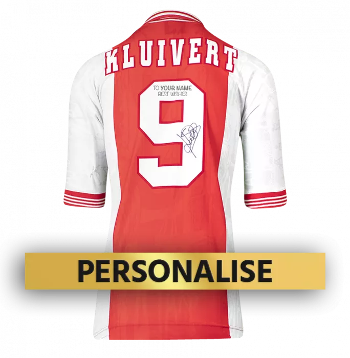 Icons PRE-ORDER Patrick Kluivert Signed And Personally Dedicated AFC Ajax Home Shirt