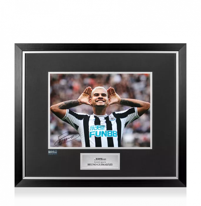 icons Premium Framed Bruno Guimarães Signed Newcastle United Photo: Geordie Legend