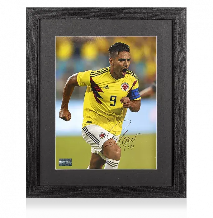 Icons Radamel Falcao Signed Colombia Photo In Black Wooden Frame