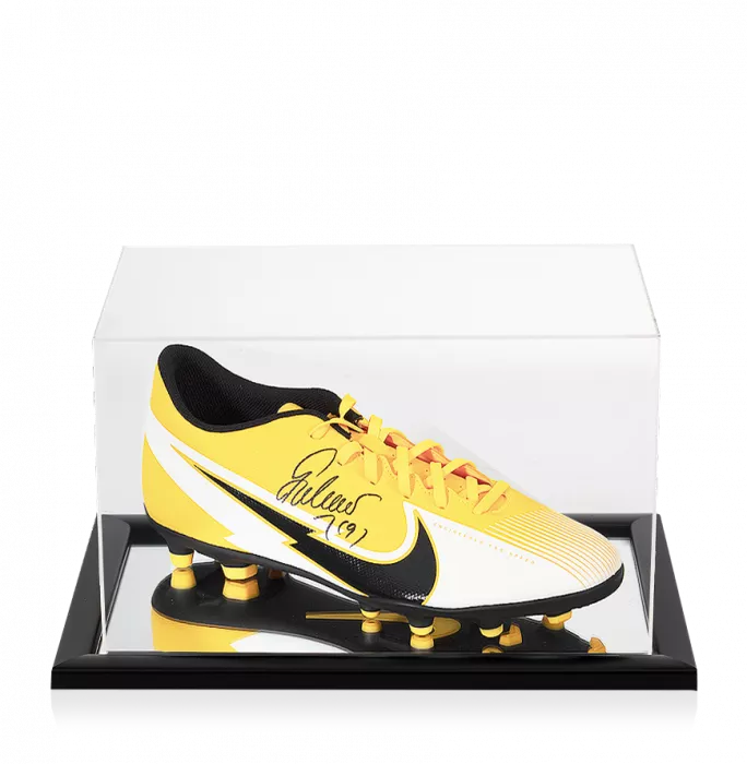 icons Radamel Falcao Signed Orange and White Nike Mercurial Vapor Boot In Acrylic Case