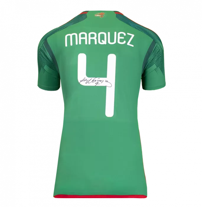 Icons Rafael Marquez Back Signed Mexico Modern Home Shirt With Fan Style Numbers In Hero Frame: Copa América Edition