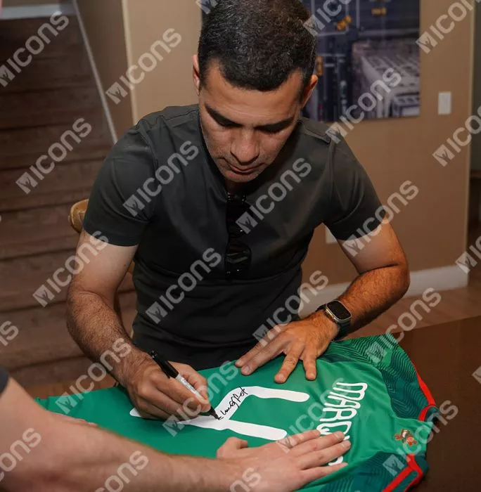 Icons Rafael Marquez Back Signed Mexico Modern Home Shirt With Fan Style Numbers In Hero Frame: Copa América Edition